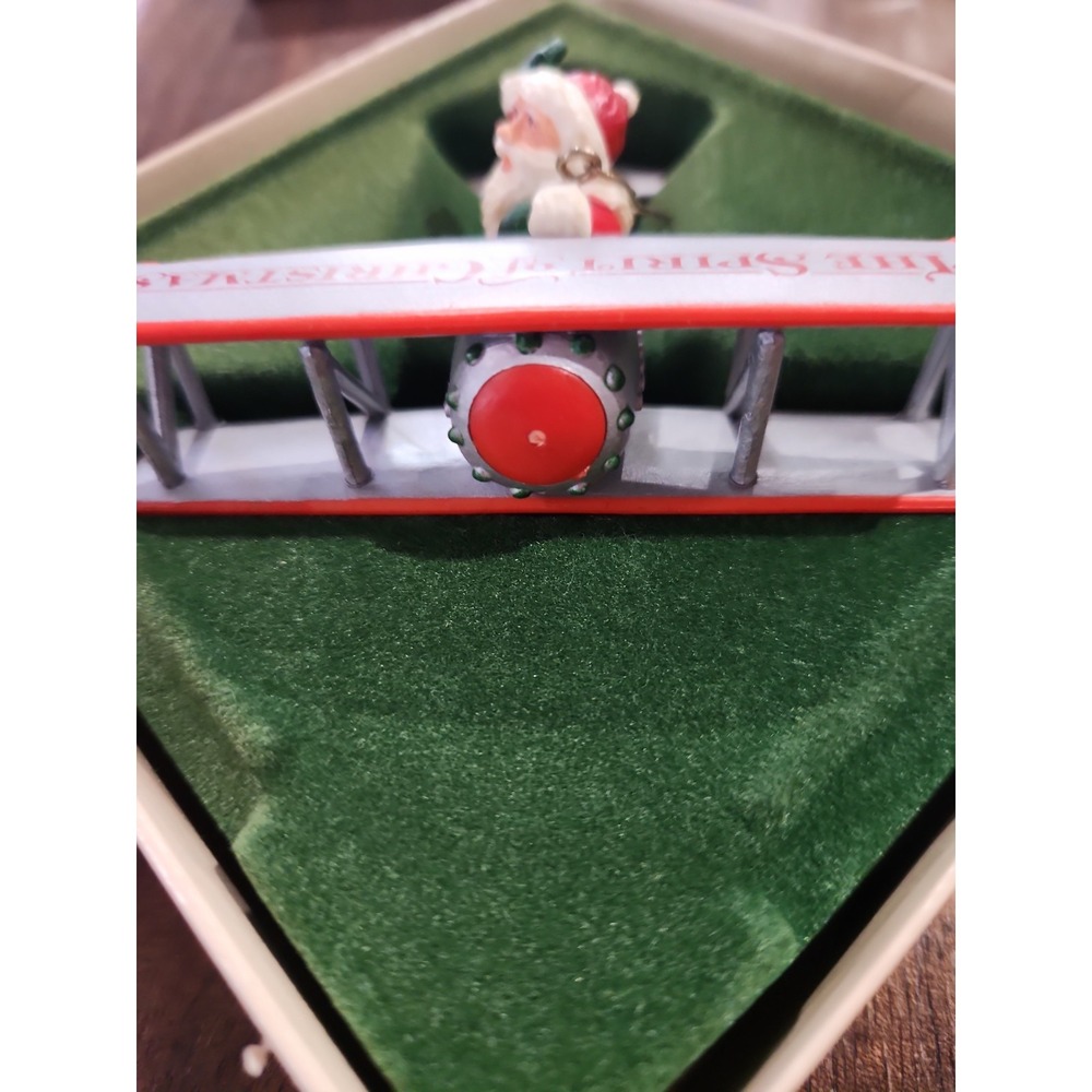 Vintage Hallmark Santa Spirit of Christmas Biplane Airplane Ornament 1982 Boxed - Picture 4 of 8